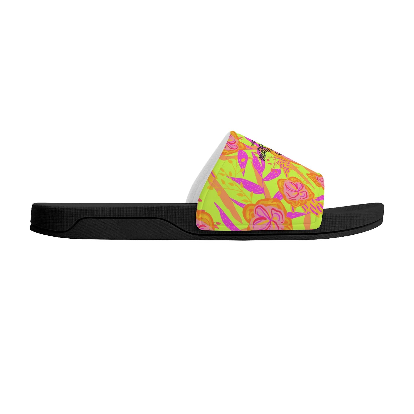 Lime Flowers Womens Slide Sandals