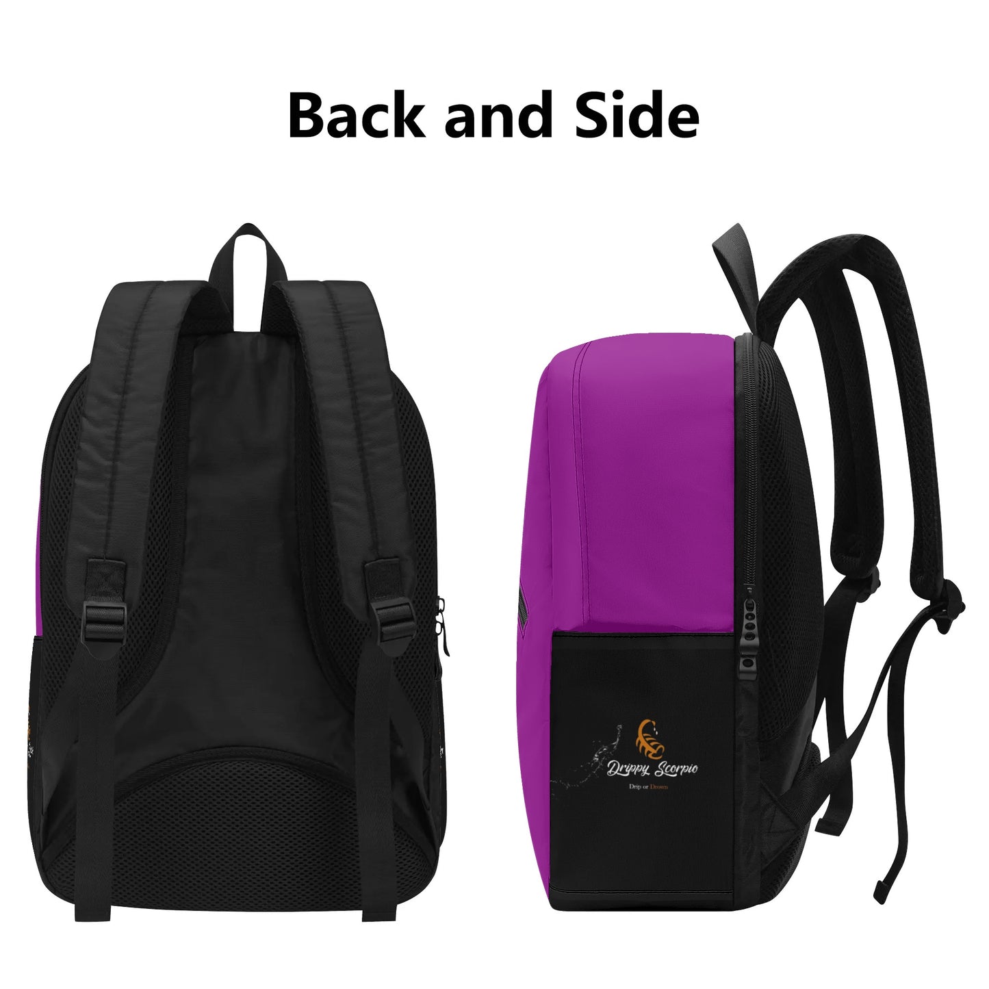 Purple Half Printing Laptop Backpack