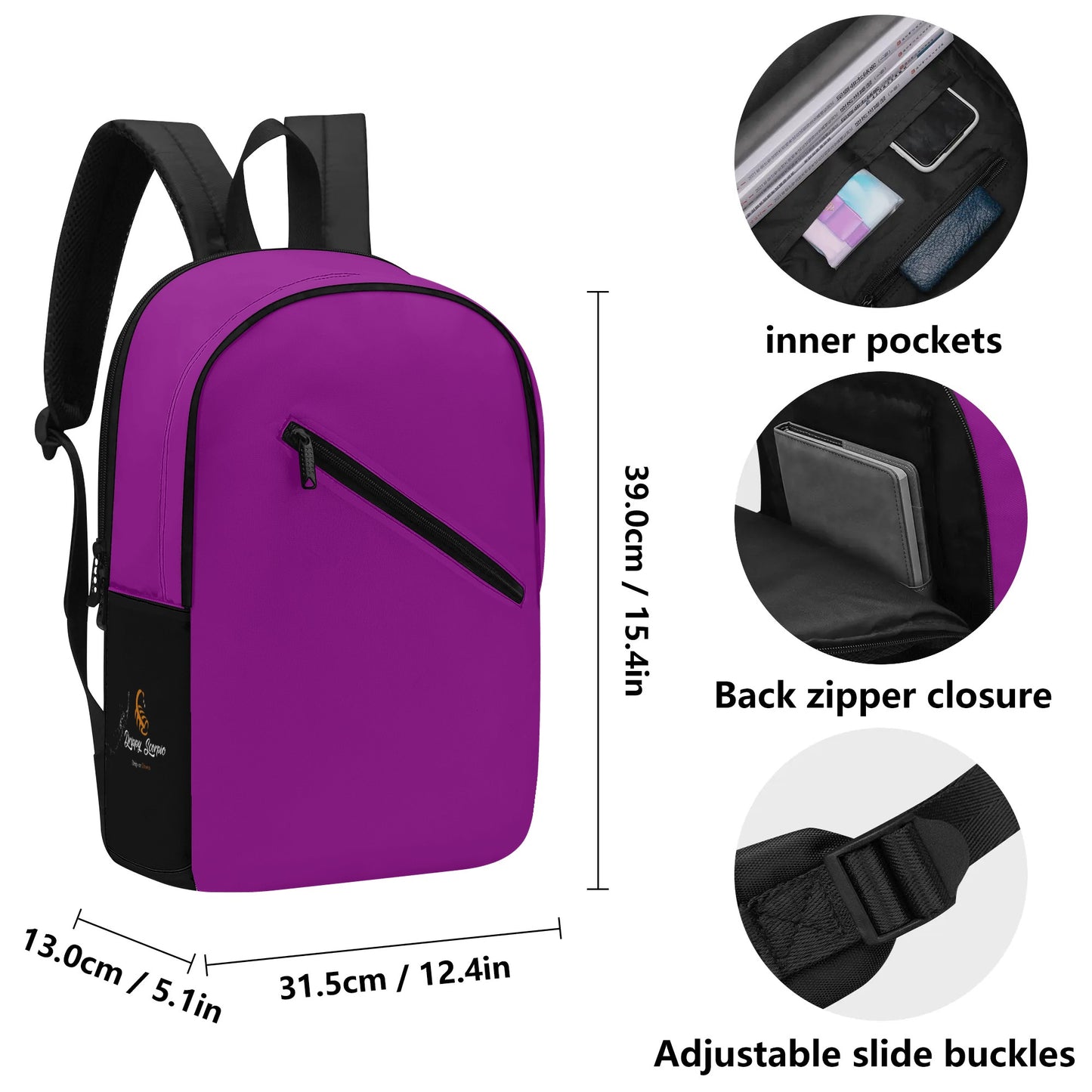 Purple Half Printing Laptop Backpack