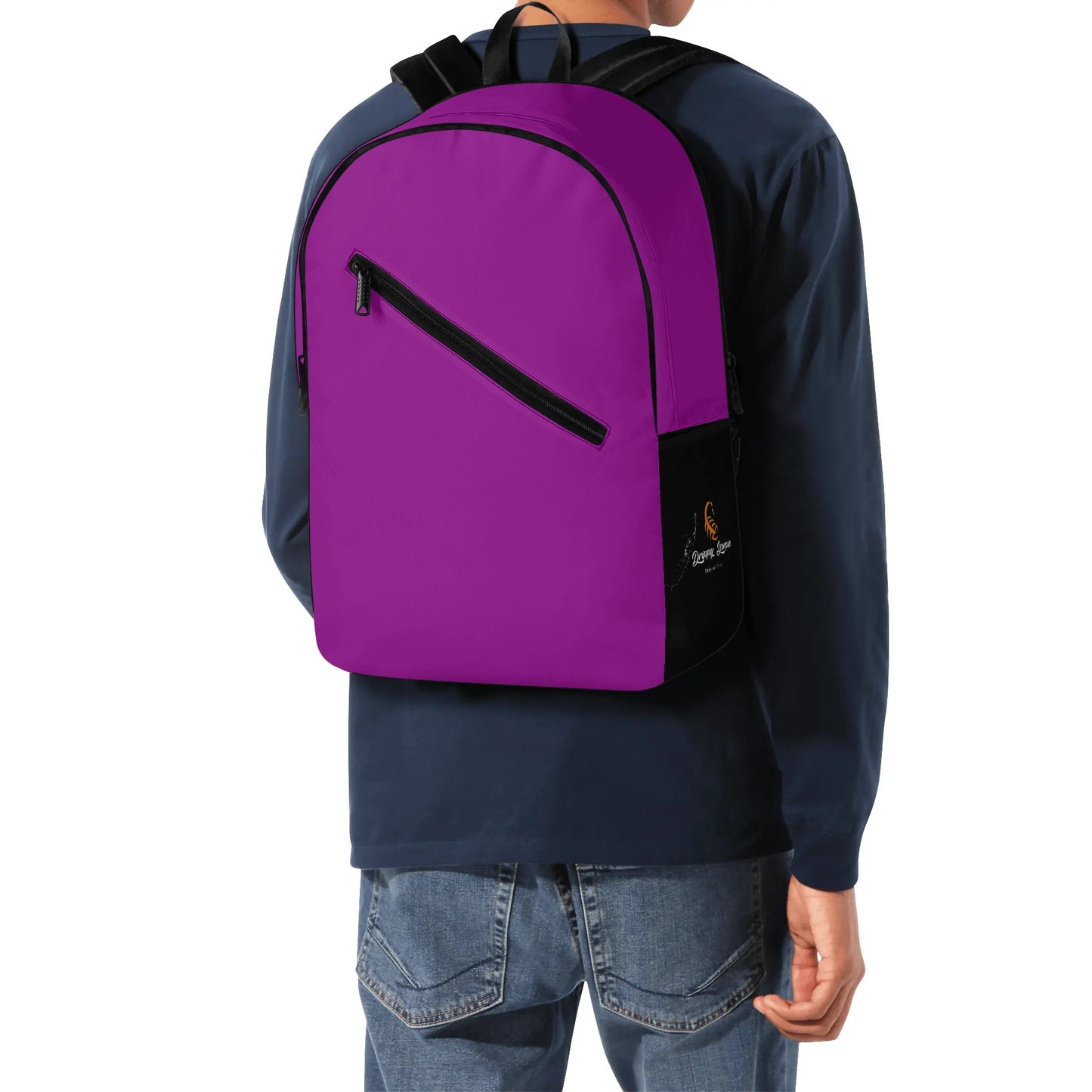 Purple Half Printing Laptop Backpack