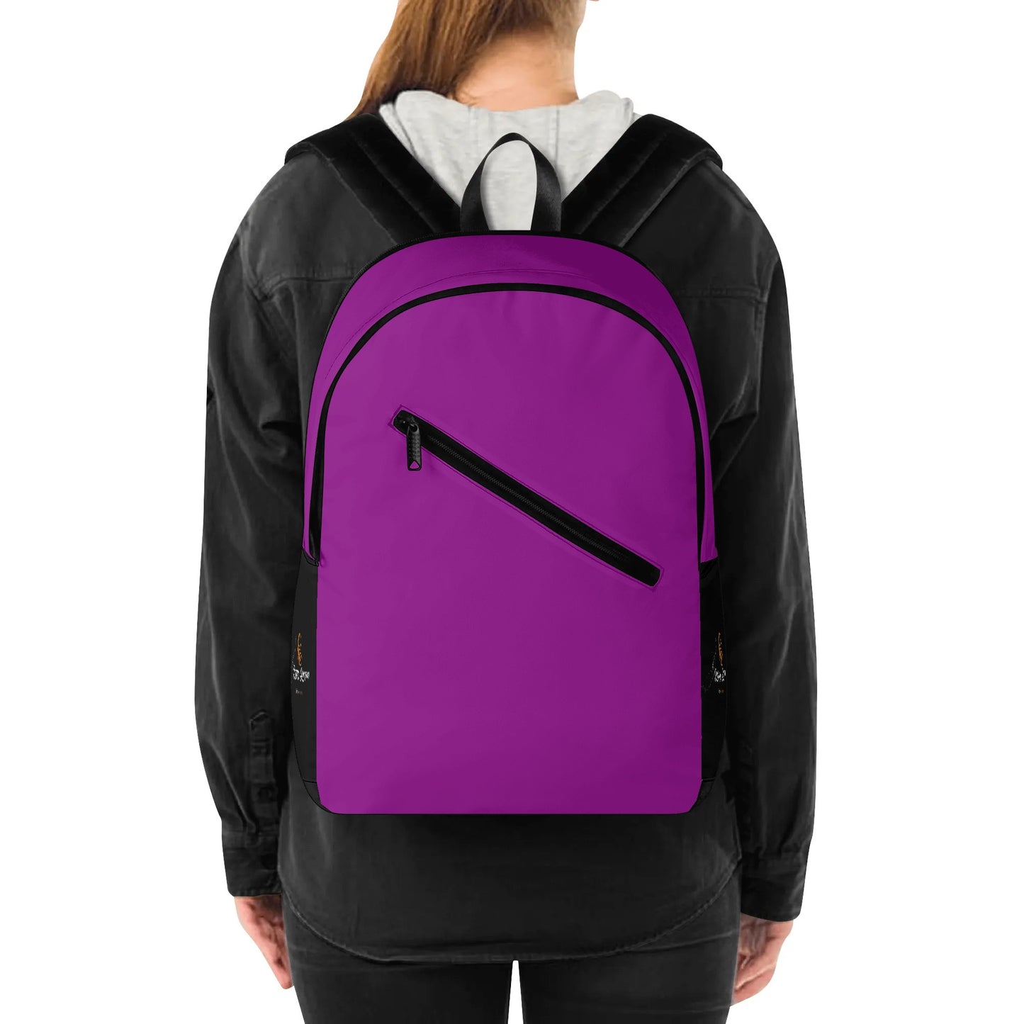 Purple Half Printing Laptop Backpack