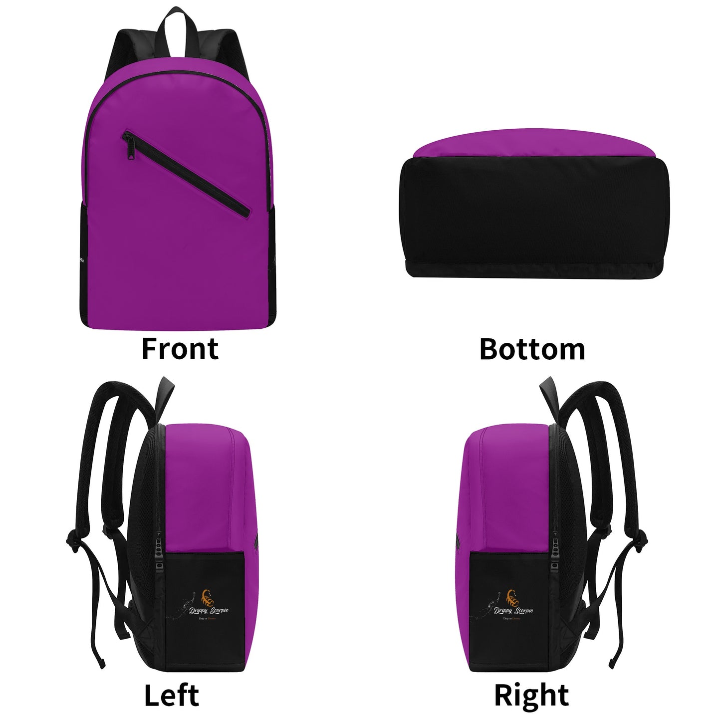 Purple Half Printing Laptop Backpack