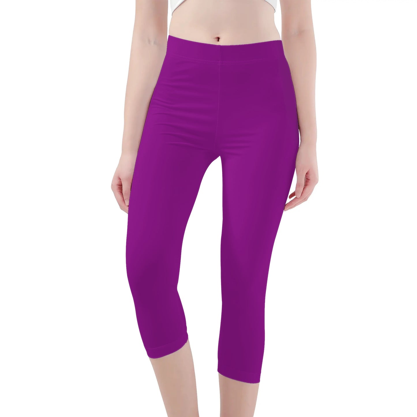 Purple Womens Workout Capris Leggings Yoga Pants