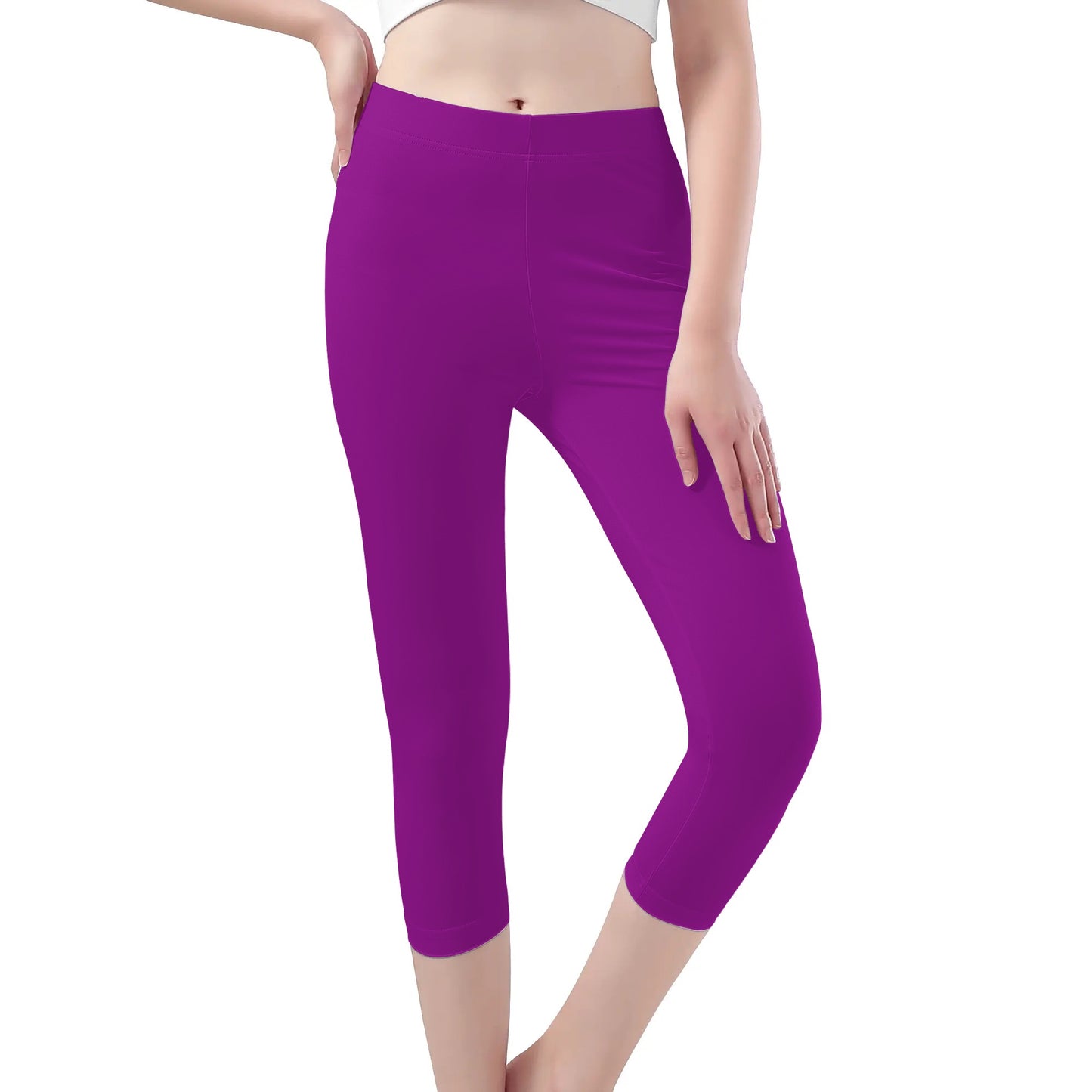Purple Womens Workout Capris Leggings Yoga Pants
