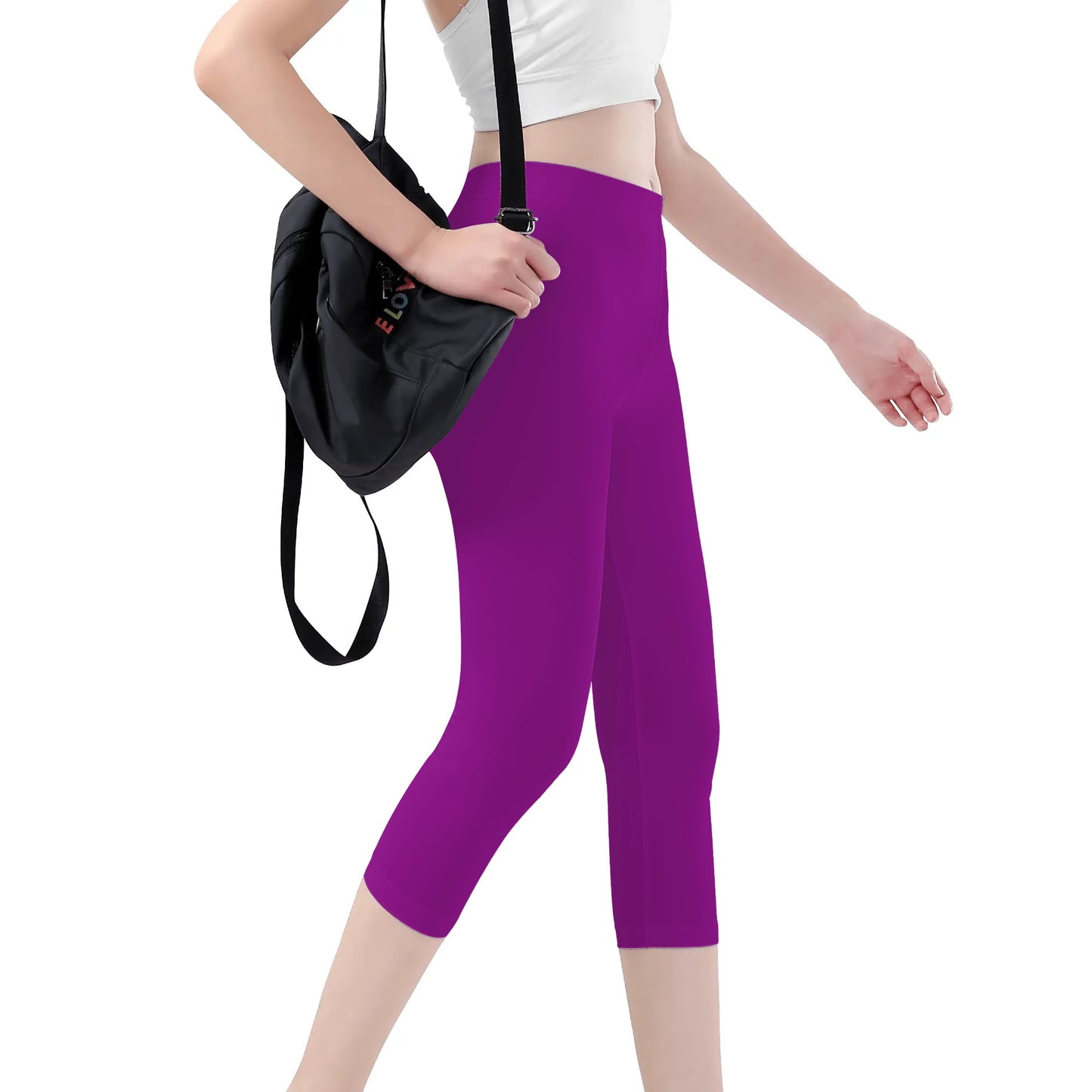 Purple Womens Workout Capris Leggings Yoga Pants