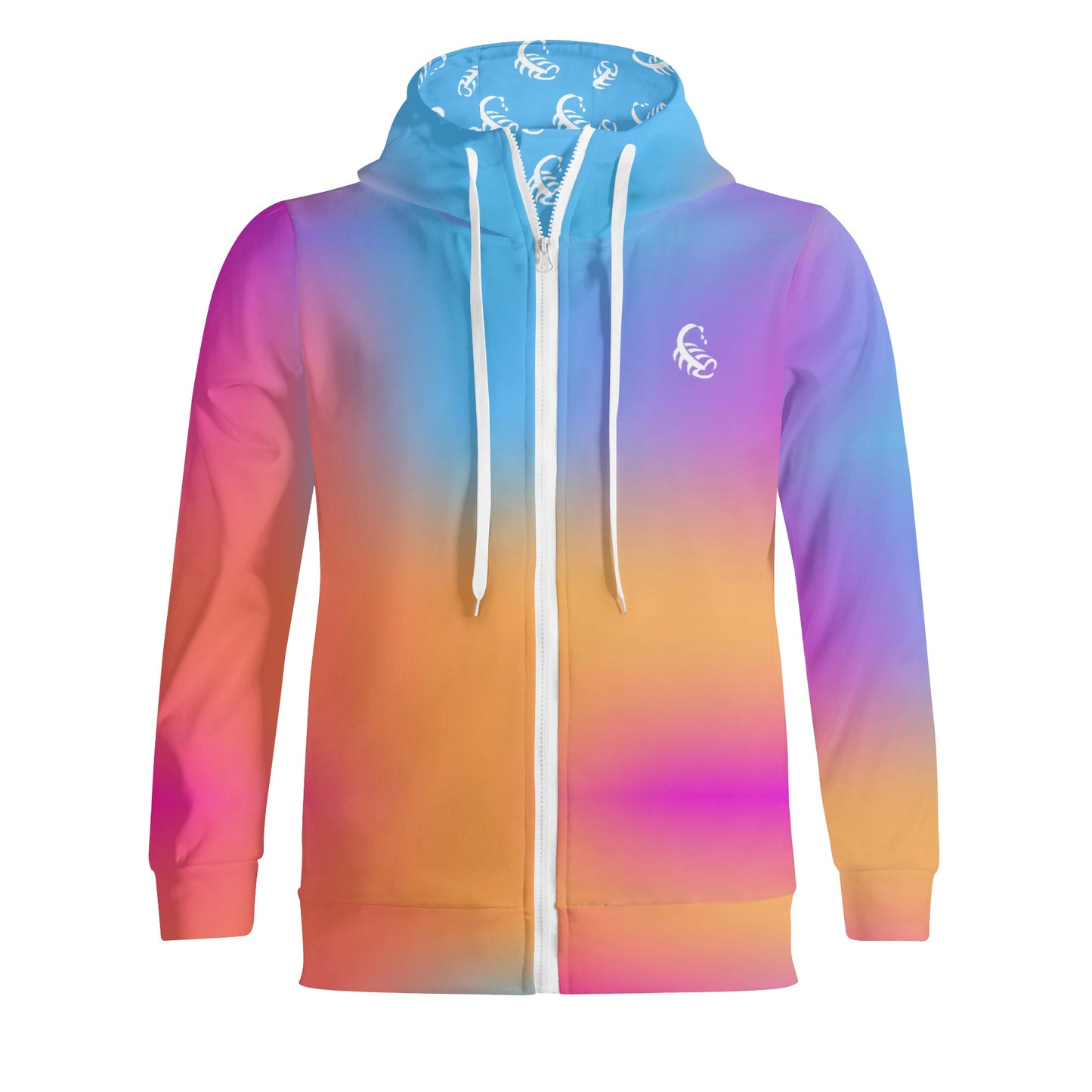 Rainbow Ombre Turtleneck Hoodie Streetwear