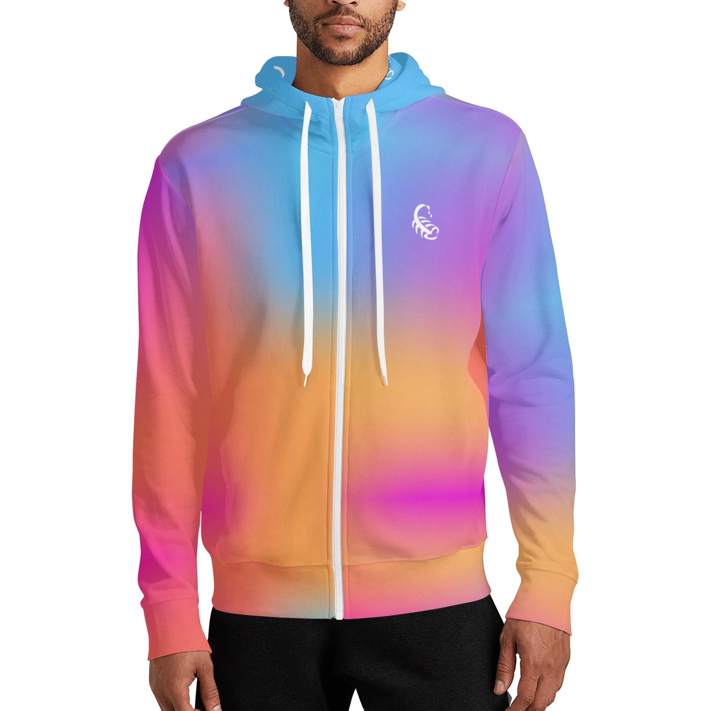Rainbow Ombre Turtleneck Hoodie Streetwear