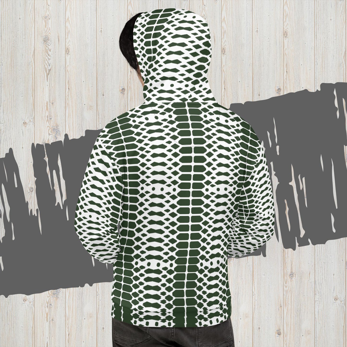 White-Green Rattler Hoodie