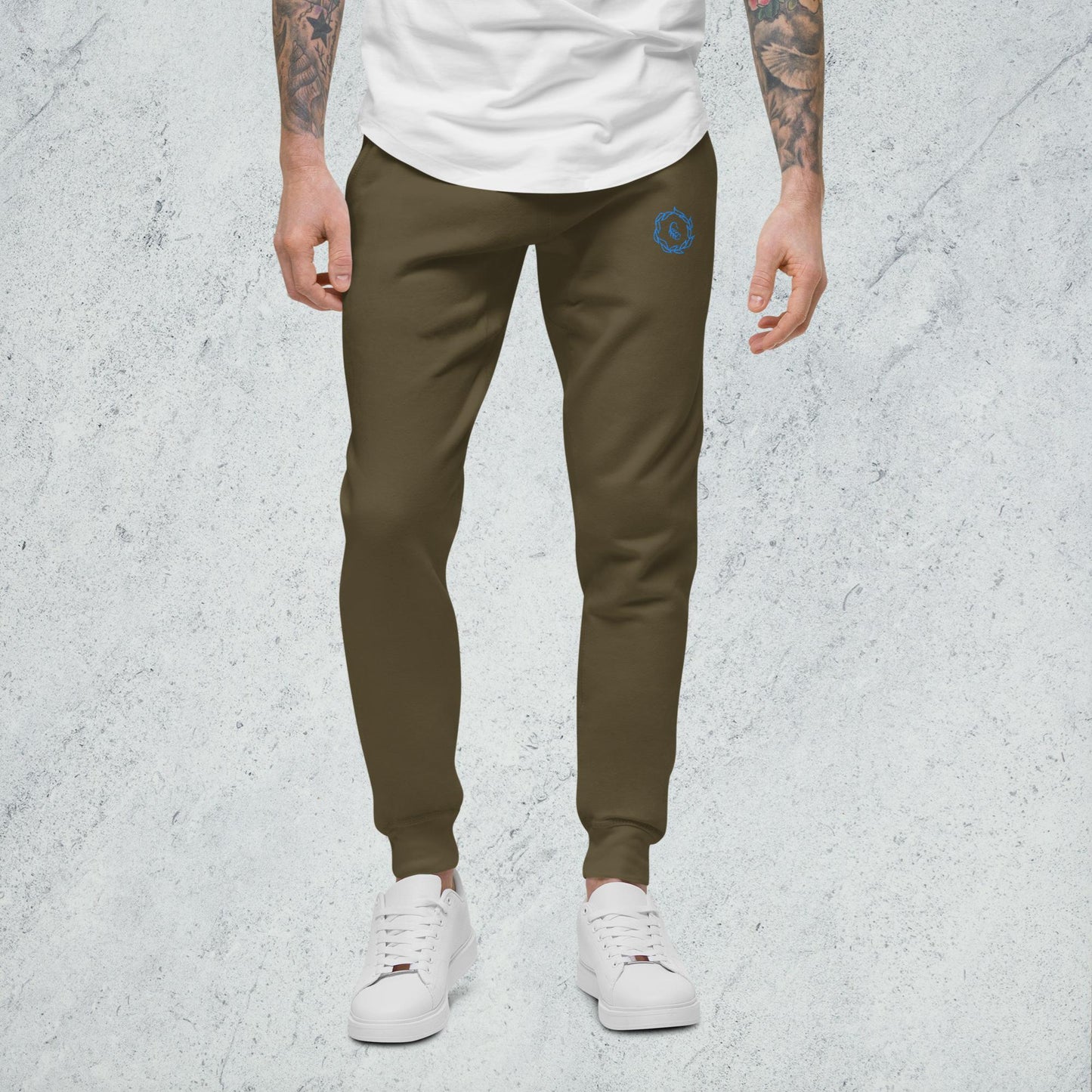 Drippy Blue Embroidered Sweatpants