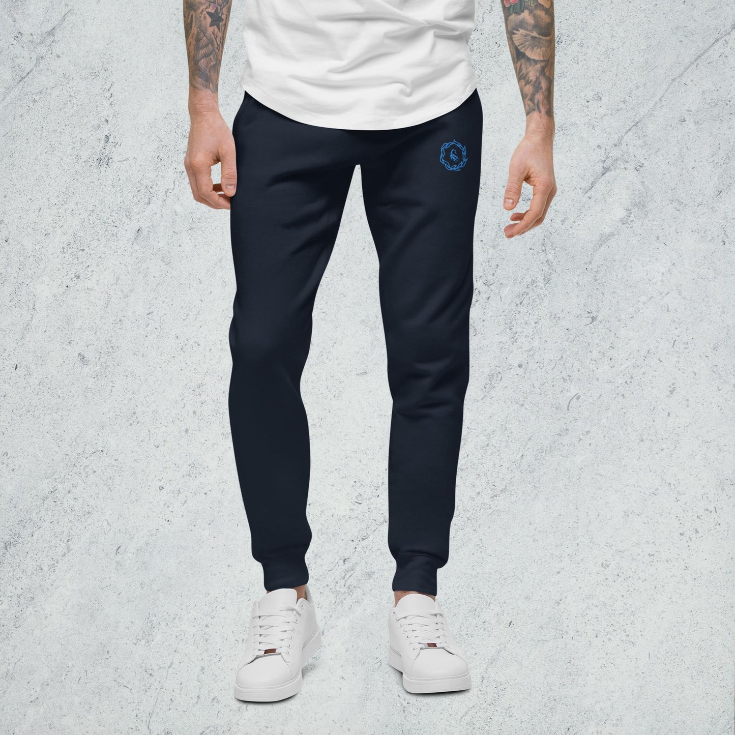 Drippy Blue Embroidered Sweatpants