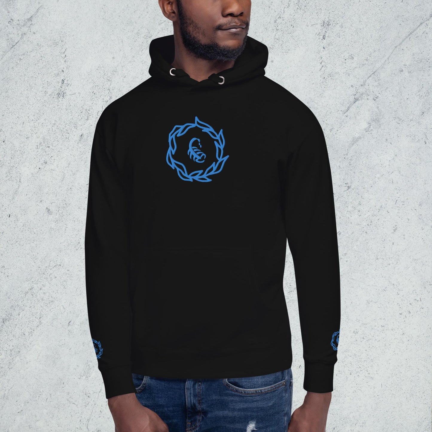 Drippy Blue Embroidered Hoodie