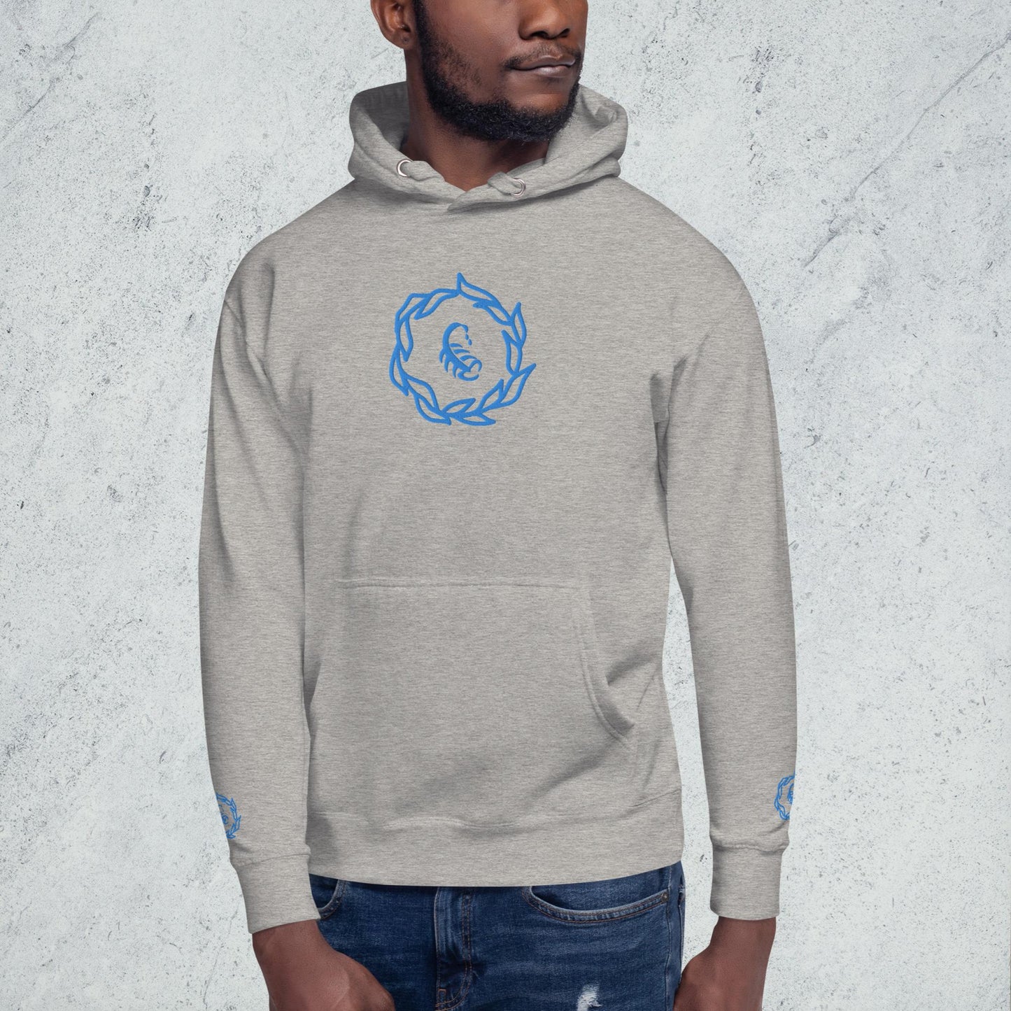 Drippy Blue Embroidered Hoodie