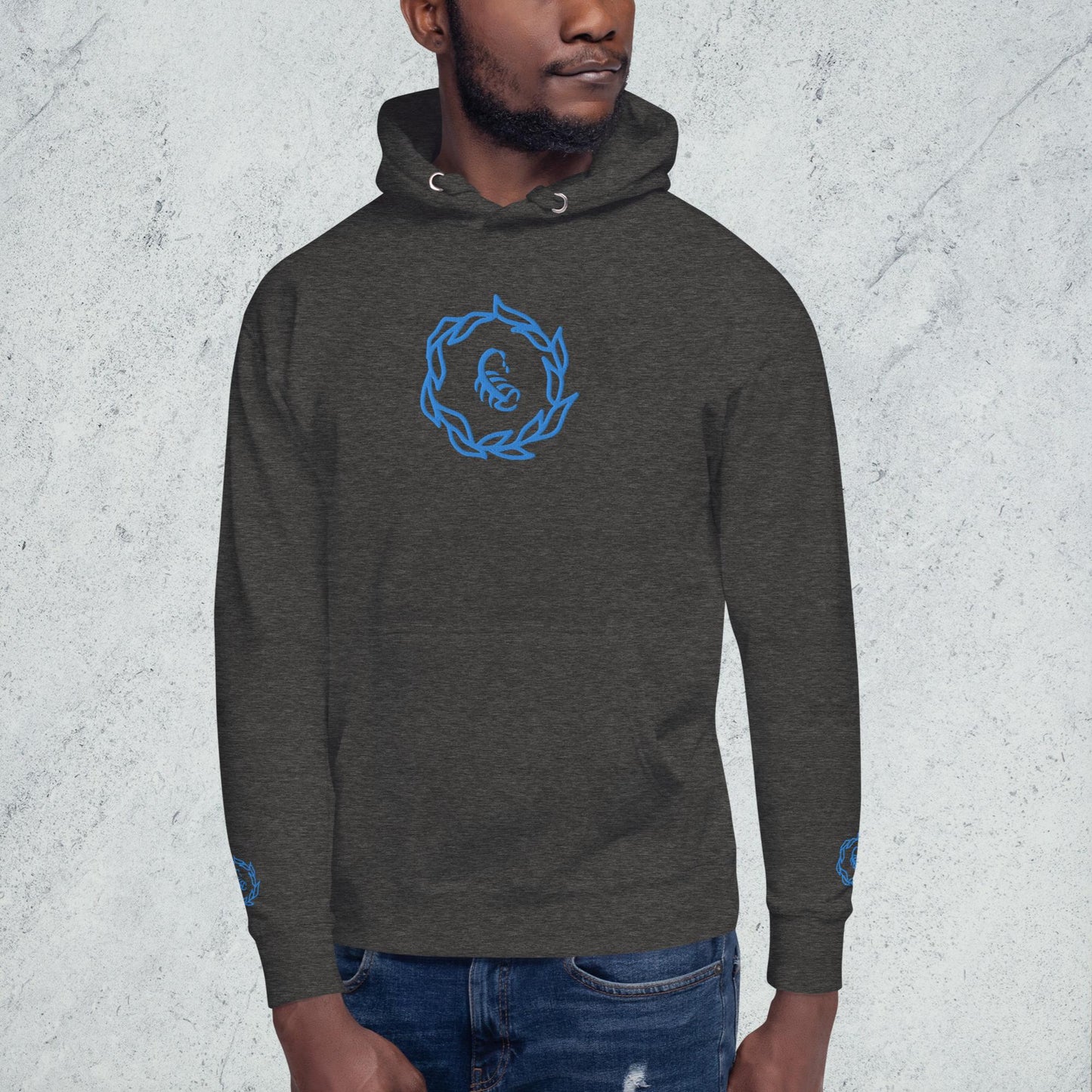 Drippy Blue Embroidered Hoodie