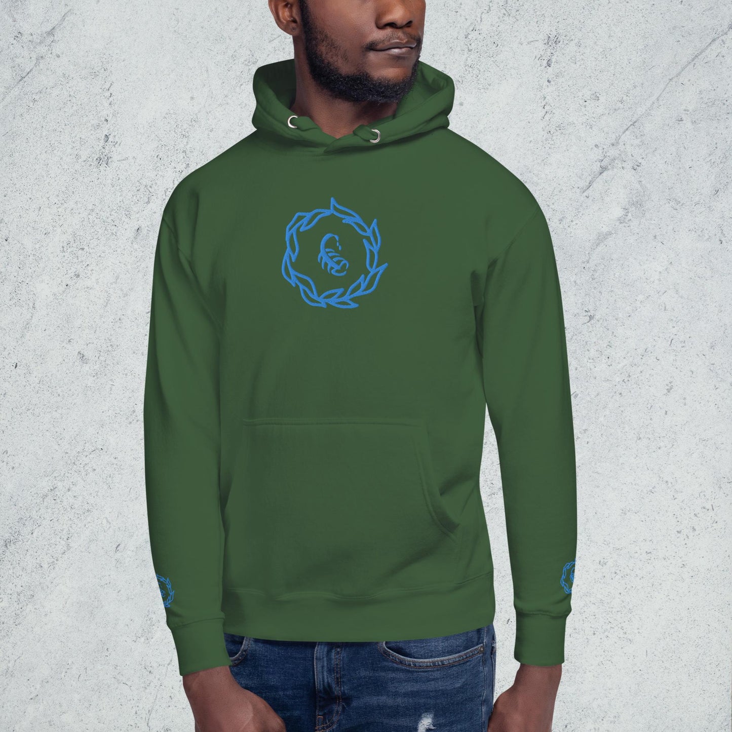 Drippy Blue Embroidered Hoodie