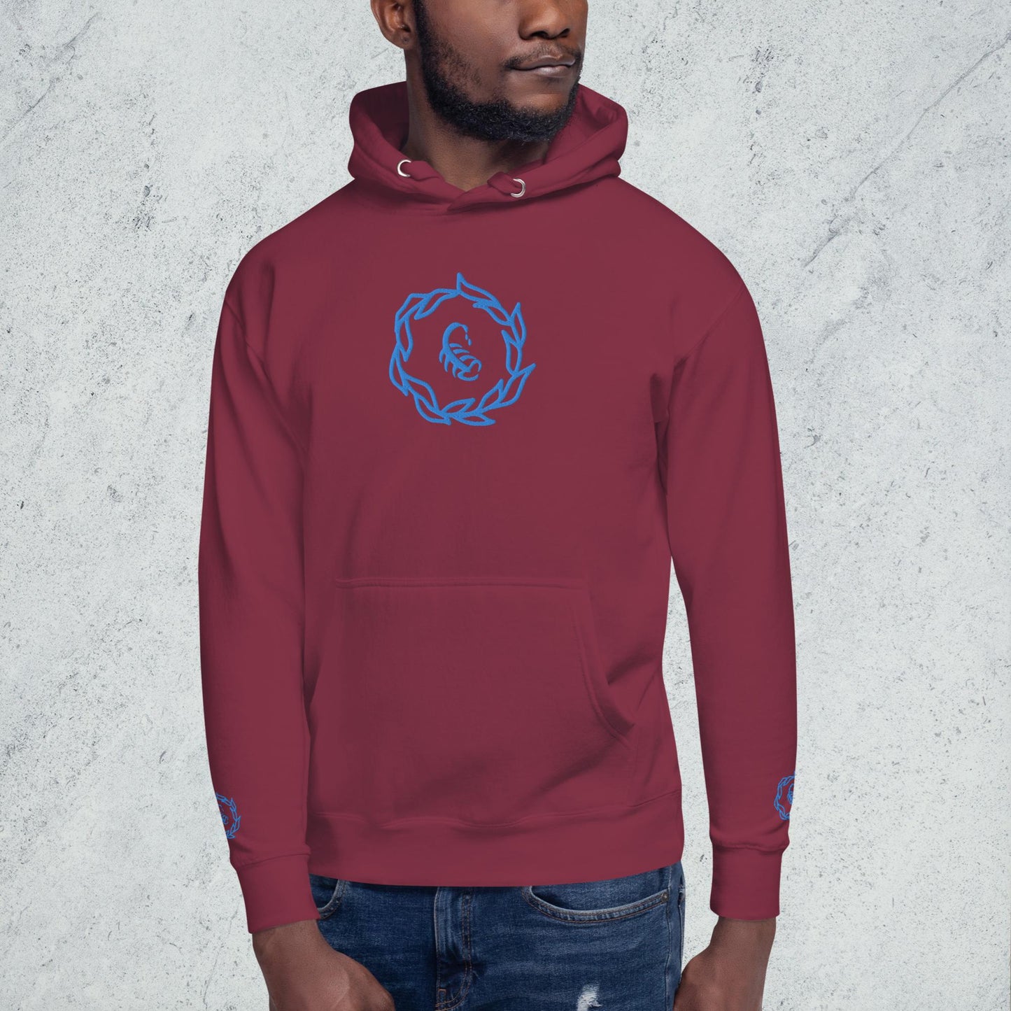 Drippy Blue Embroidered Hoodie