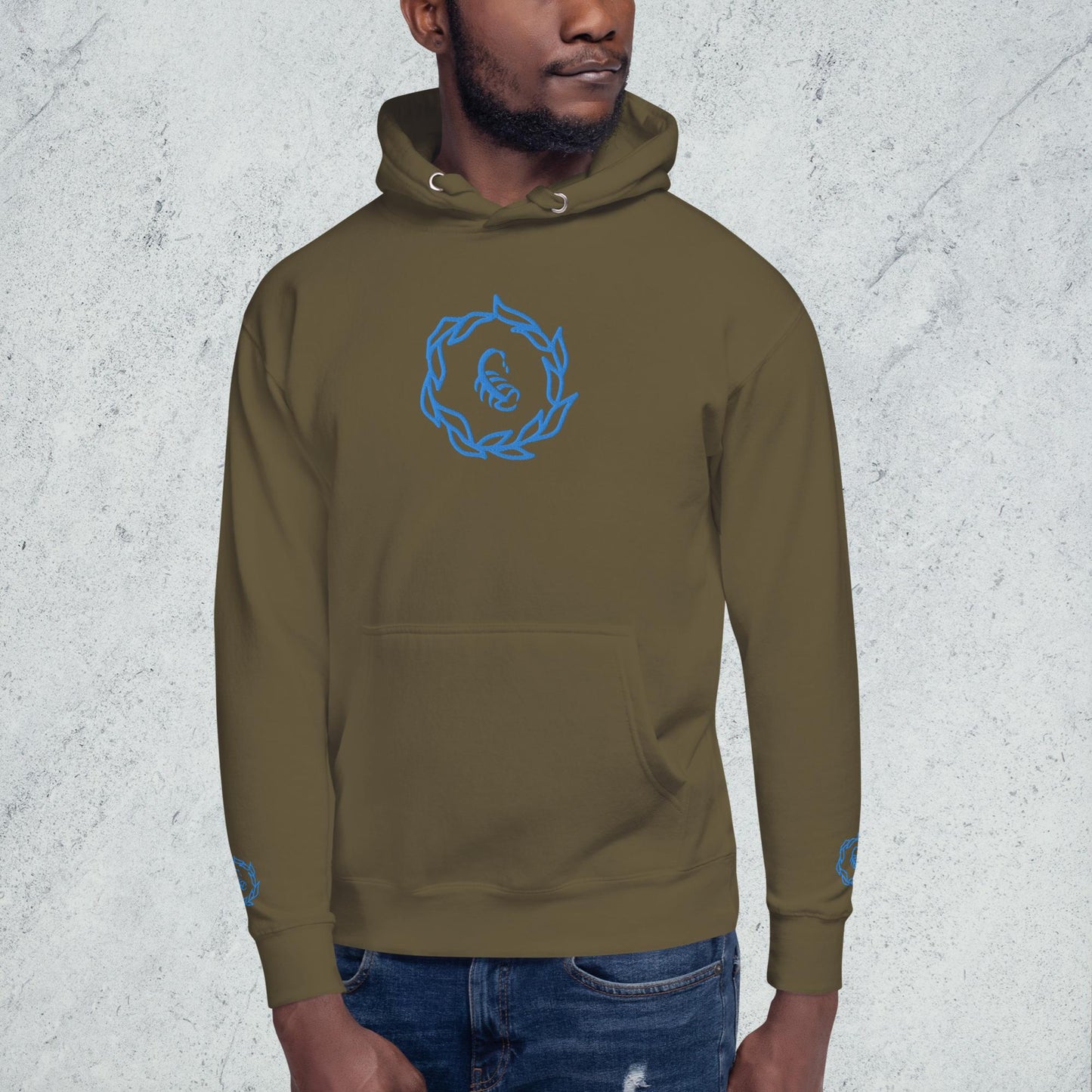 Drippy Blue Embroidered Hoodie
