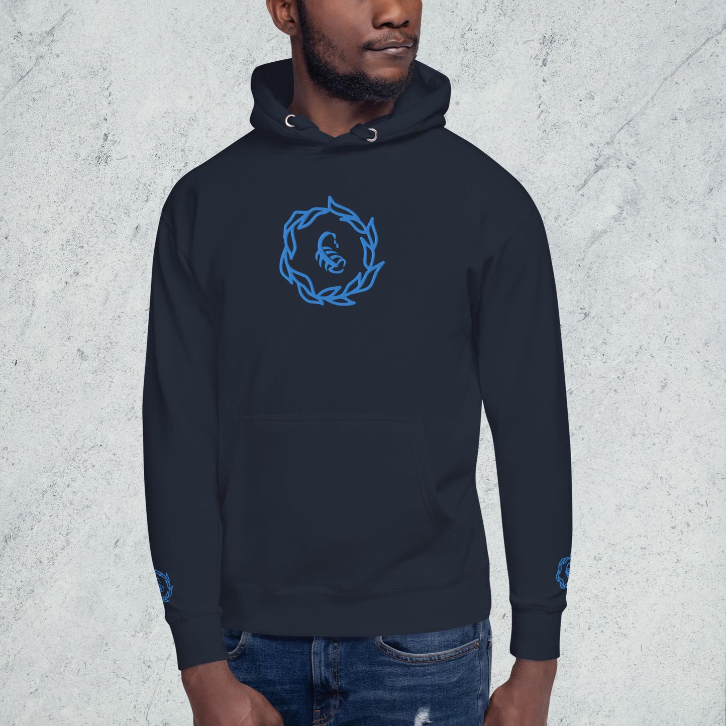 Drippy Blue Embroidered Hoodie