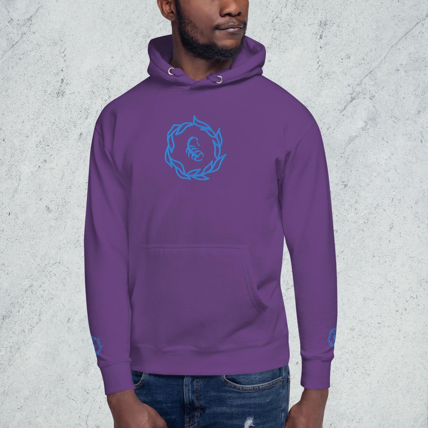Drippy Blue Embroidered Hoodie