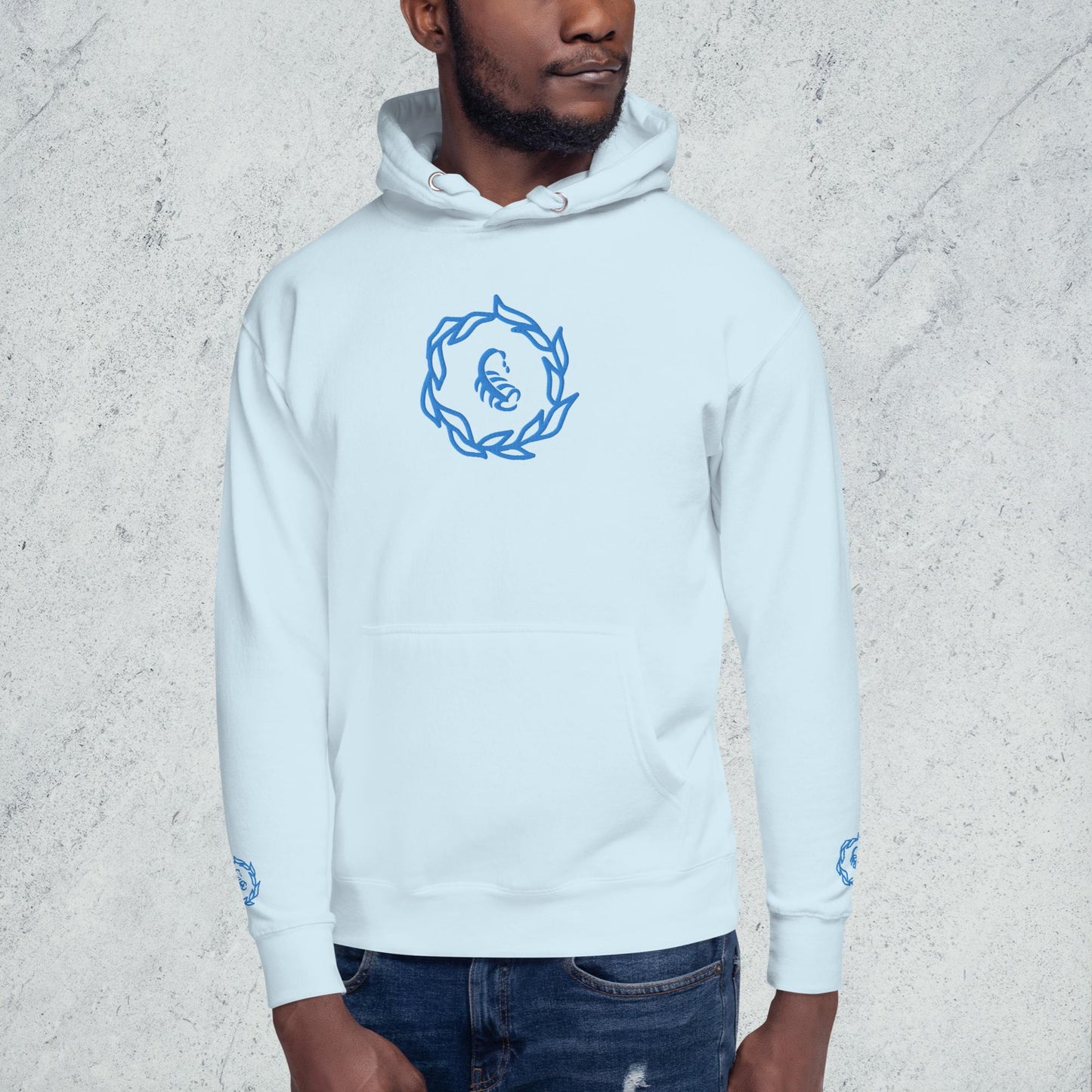 Drippy Blue Embroidered Hoodie