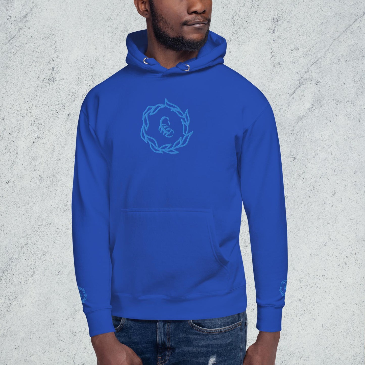 Drippy Blue Embroidered Hoodie