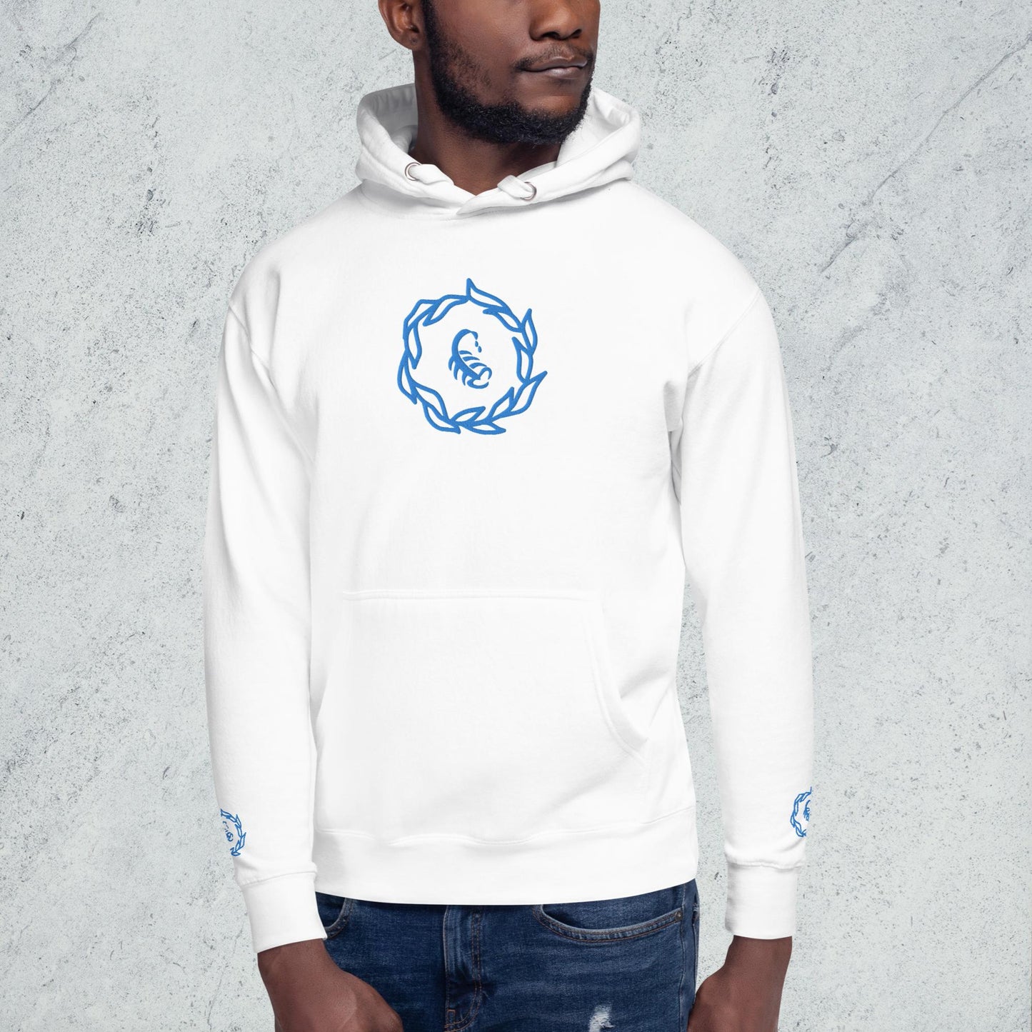 Drippy Blue Embroidered Hoodie