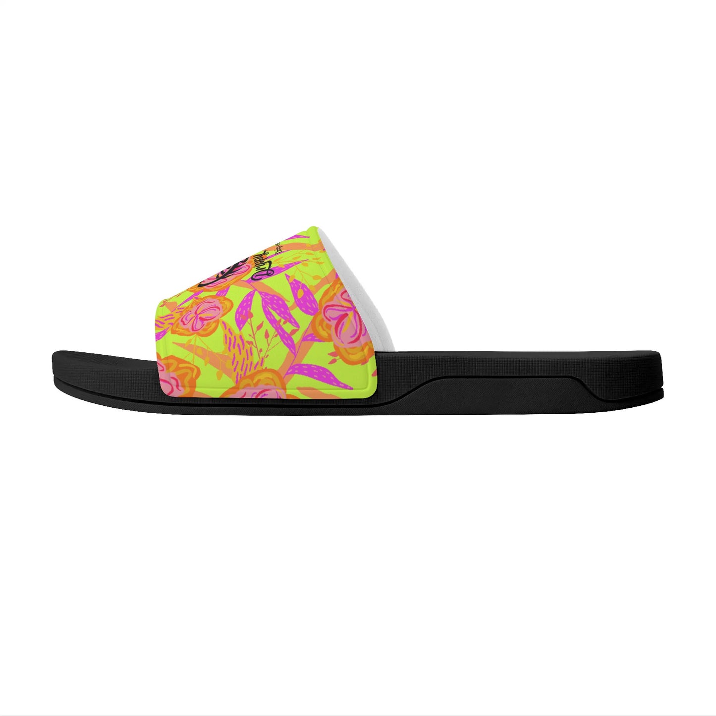 Lime Flowers Womens Slide Sandals