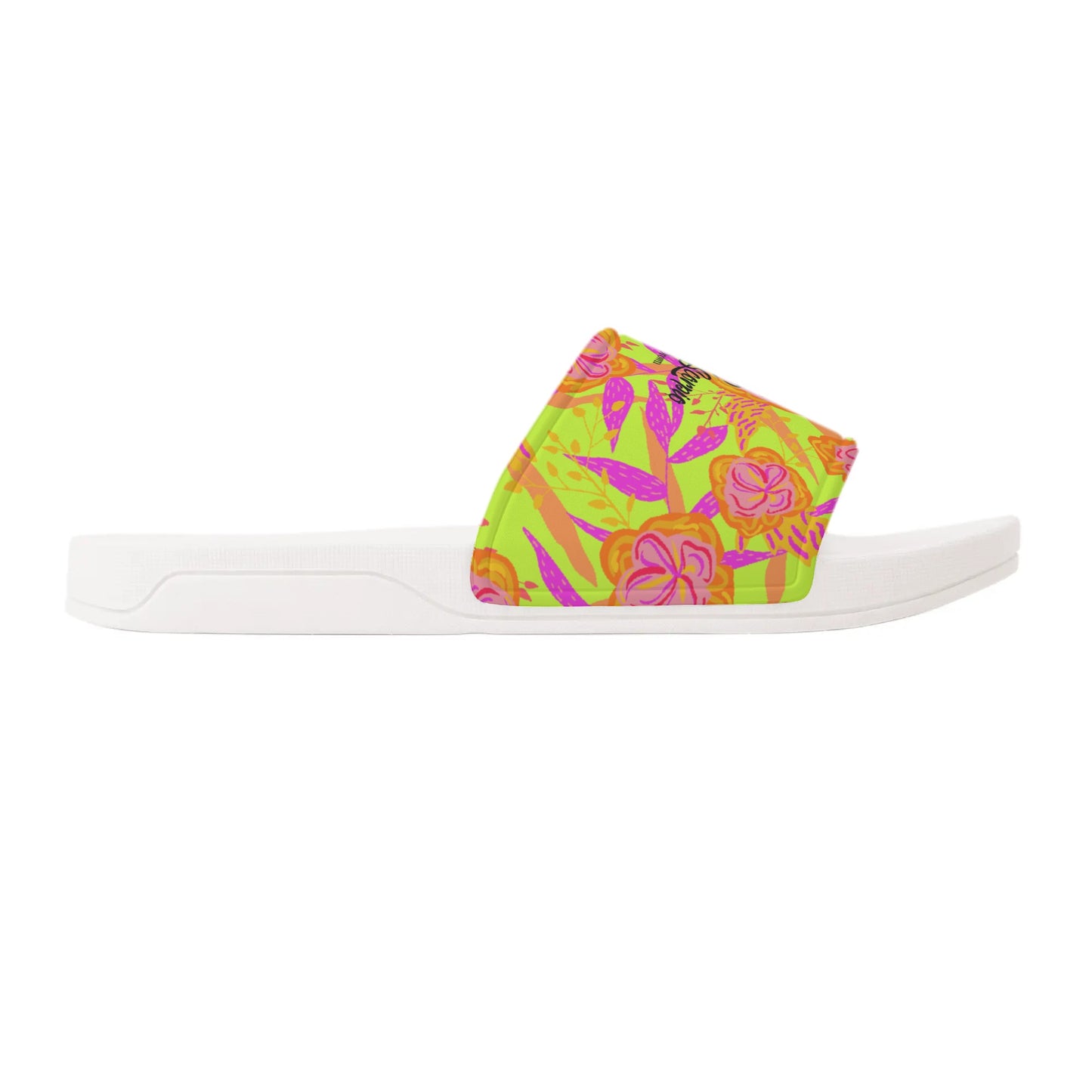 Lime Flowers Womens Slide Sandals
